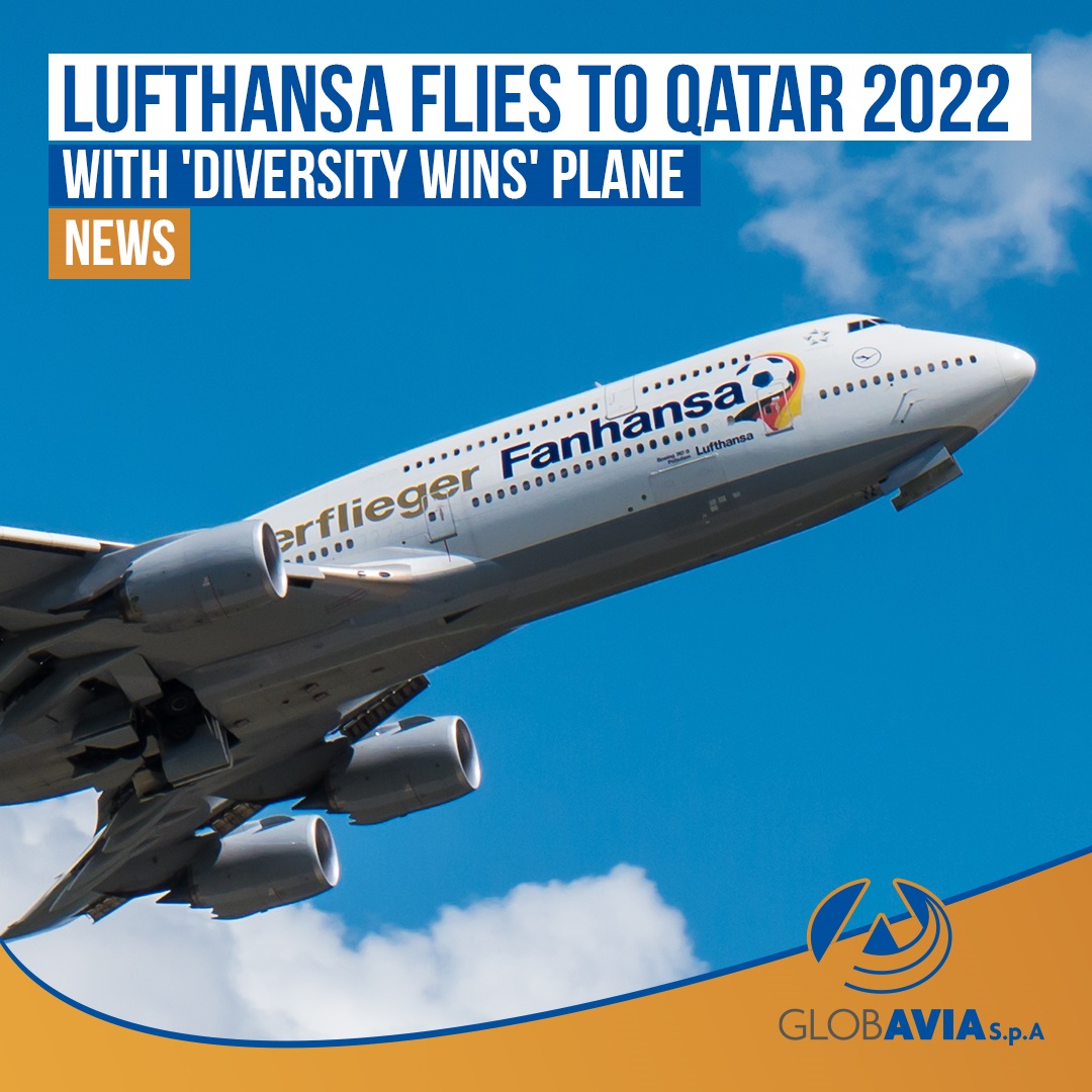 Lufthansa flies to Qatar 2022 with 'Diversity Wins' plane