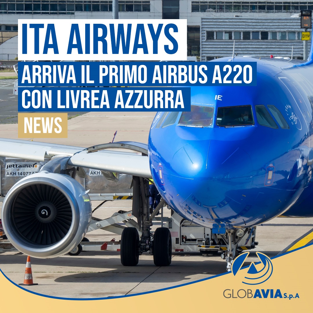 ITA Airways, arriva il primo Airbus A220 con livrea azzurra
